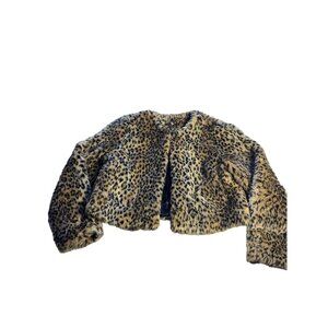 NWT- Fever Faux Fur Cheetah Print Jacket M With Inner-Locking Clasp At Neck